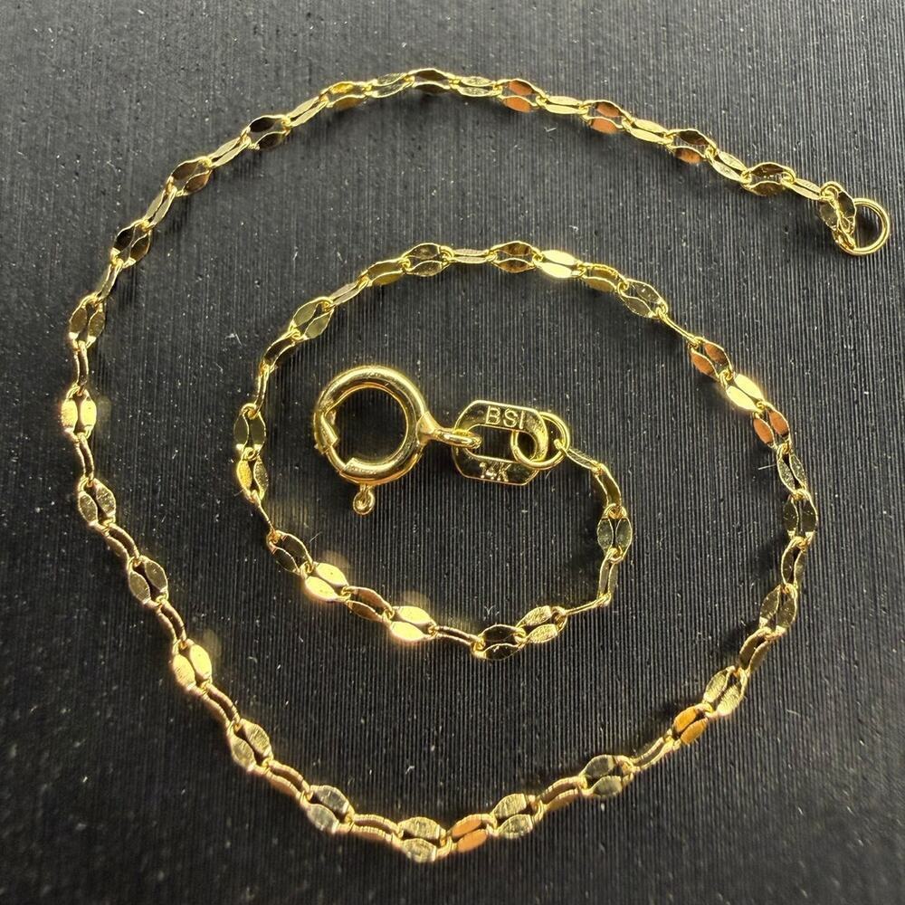 Solid 14k Italian Yellow Gold Mirror Link Bracelet 7" Long 1.5mm Wide